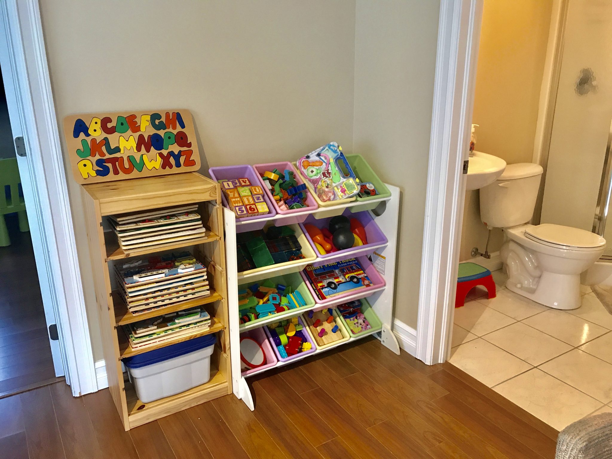 Learning materials and toy bins